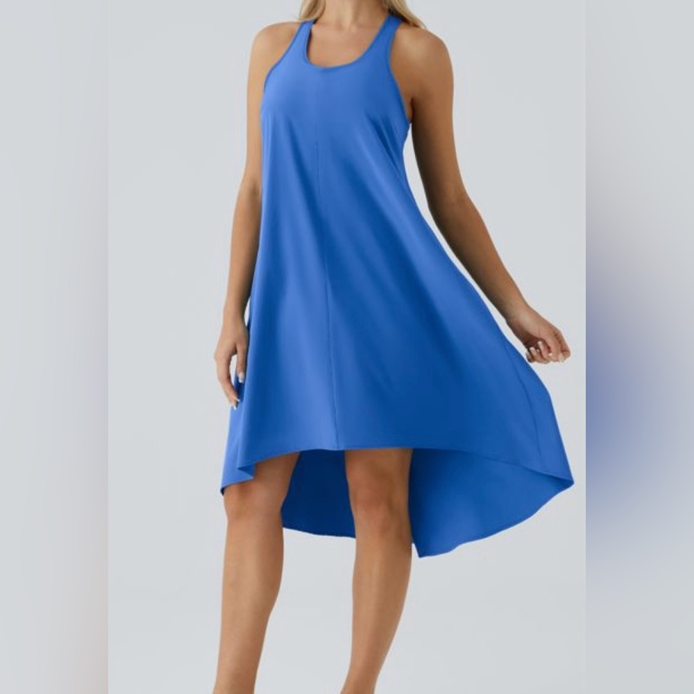 Breezeful™ Backless Racerback Side Pocket High Low Flowy Midi Quick Dry